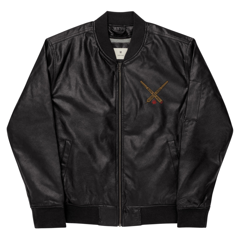 Slow Thy Roll Leather Bomber Jacket