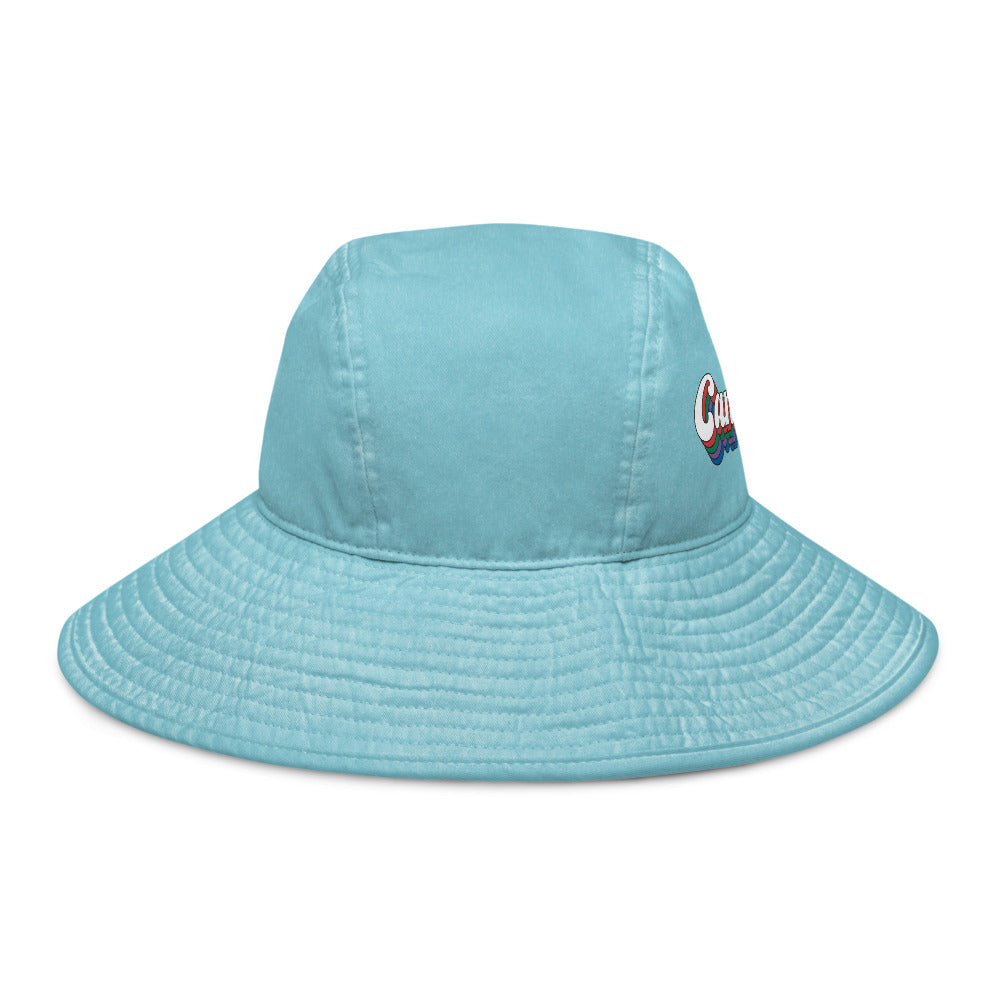 Wide Brim Bucket Hat [Embroidered]