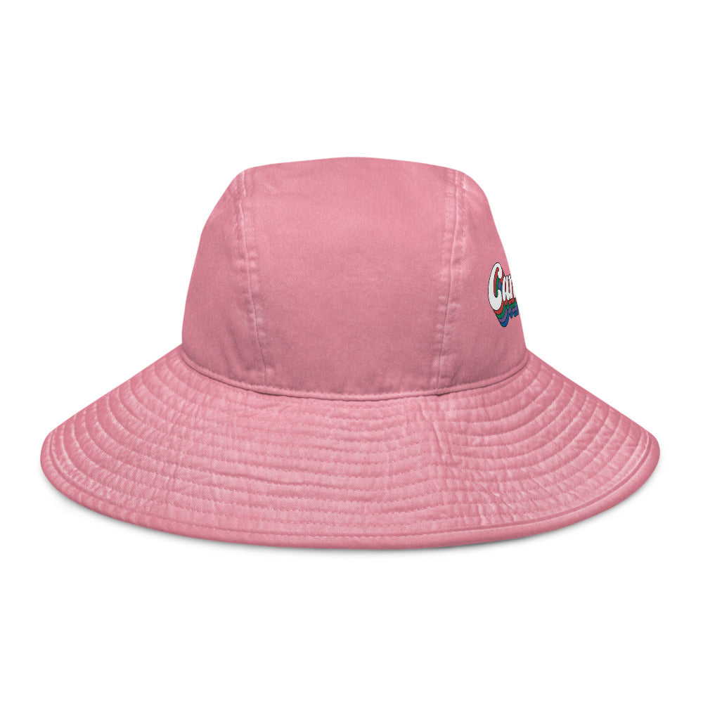 Wide Brim Bucket Hat [Embroidered]